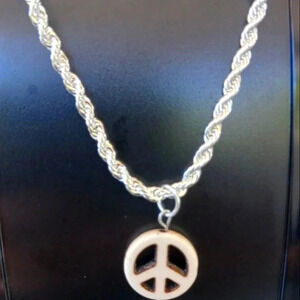 PEACE charm with .925 silver rope chain..NWT..we bundle..enjoy